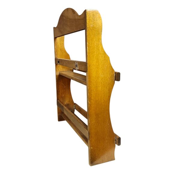 Vintage Wagner and Sons Spice Rack 2 Tier Wood Shelf Wall or Free Stand - Picture 6 of 16